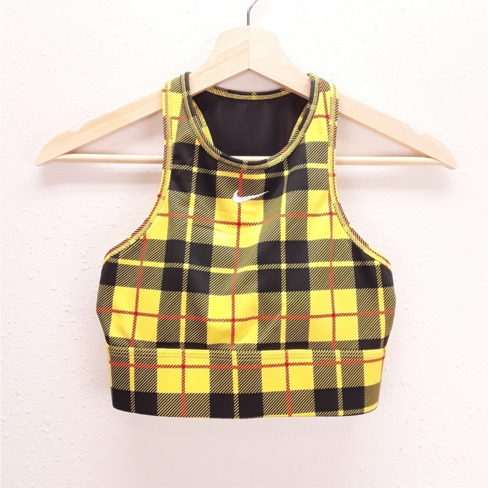 Nike Clueless yellow plaid racerback sports bra